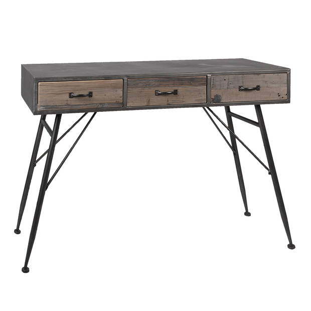 Clayre & Eef Sidetable 116x40x80 cm Grijs Ijzer Hout Rechthoek Wandtafel Grijs Wandtafel