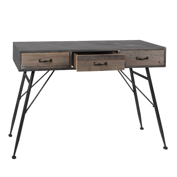 Clayre & Eef Sidetable 116x40x80 cm Grijs Ijzer Hout Rechthoek Wandtafel Grijs Wandtafel