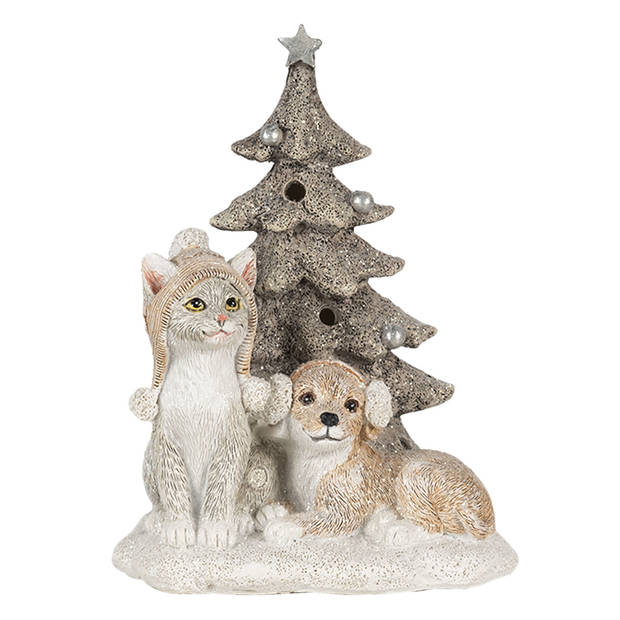 Clayre & Eef Multi Decoratie hond en kat LED 11*9*15 cm 6PR4628