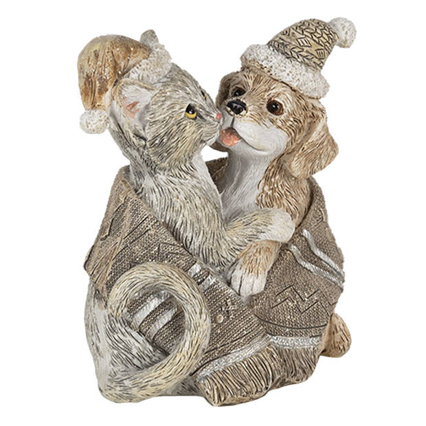 Clayre & Eef Multi Decoratie hond en kat 8*5*9 cm 6PR4634