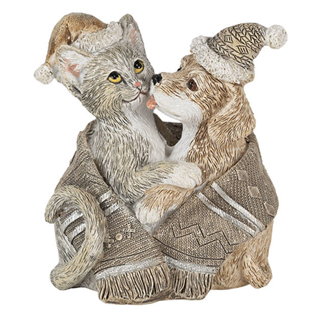 Clayre & Eef Multi Decoratie hond en kat 8*5*9 cm 6PR4634