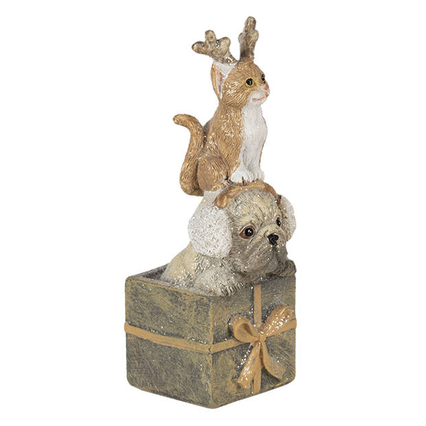 Clayre & Eef Multi Decoratie hond en kat 5*5*13 cm 6PR4642