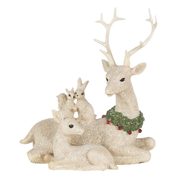 Clayre & Eef Witte Decoratie dieren 16*9*18 cm 6PR4655