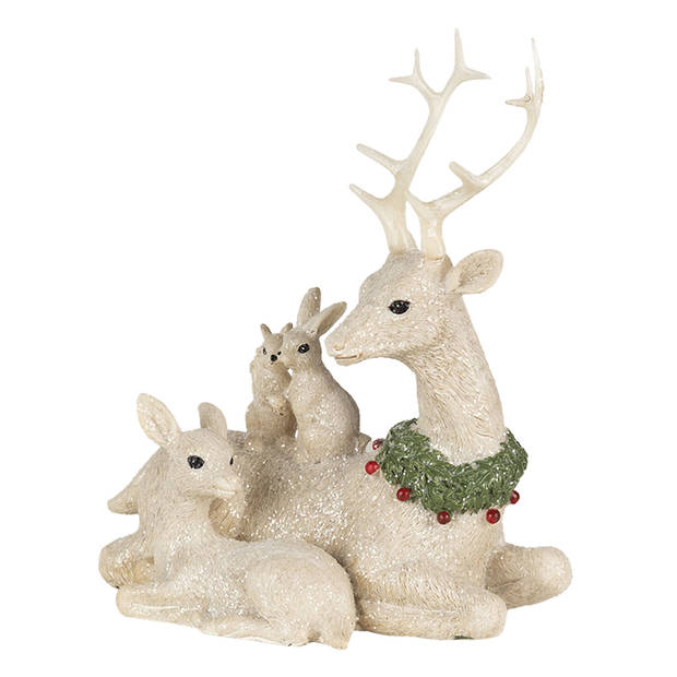 Clayre & Eef Witte Decoratie dieren 16*9*18 cm 6PR4655