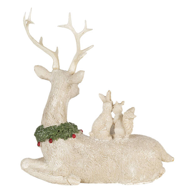 Clayre & Eef Witte Decoratie dieren 16*9*18 cm 6PR4655