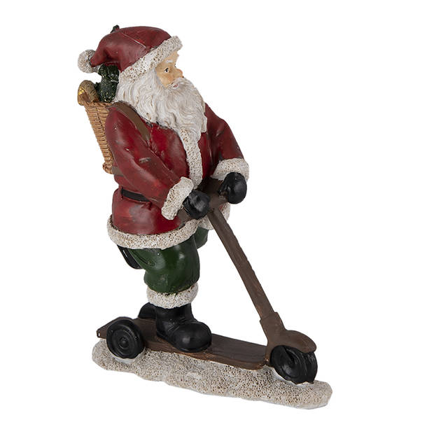 Clayre & Eef Multi Decoratie kerstman op autoped 13*6*15 cm 6PR4717