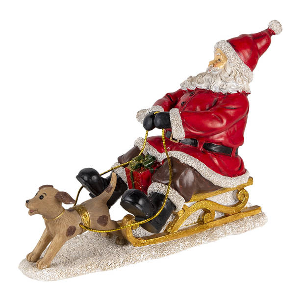 Clayre & Eef Multi Decoratie kerstman op slee 24*8*16 cm 6PR4710