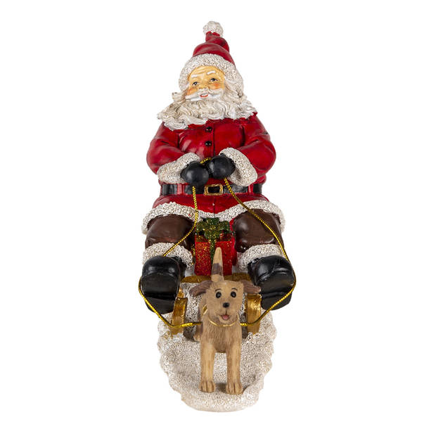 Clayre & Eef Multi Decoratie kerstman op slee 24*8*16 cm 6PR4710
