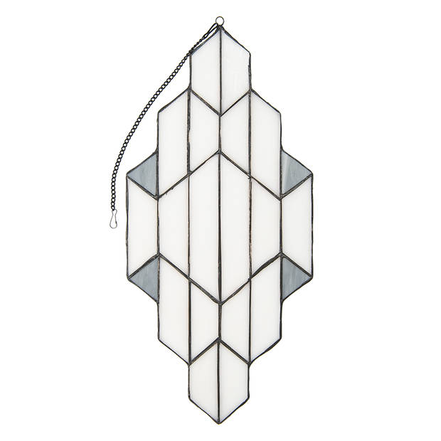 LumiLamp Glaspaneel Tiffany 23x50 cm Wit Grijs Glas Glaskunst Wit Glaskunst