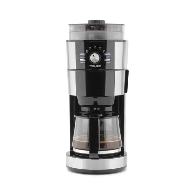 Tomado TGB1301S - Grind & Brew koffiezetapparaat - Filterkoffie - Koffiebonen - 1.25 L inhoud - Zwart/RVS