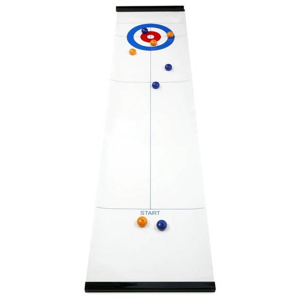 Kikkerland speelbord Curling 120 x 28 cm polypropyleen wit