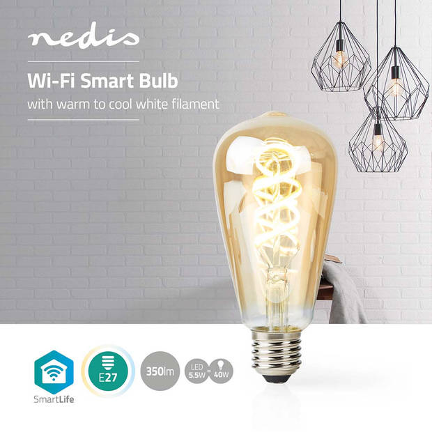 Nedis SmartLife LED Filamentlamp - WIFILT10GDST64 - Goud