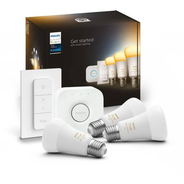 PHILIPS Hue White Ambiance Smart LED Lamp Starter Kit - E27 x3 en Hue Afstandsbediening