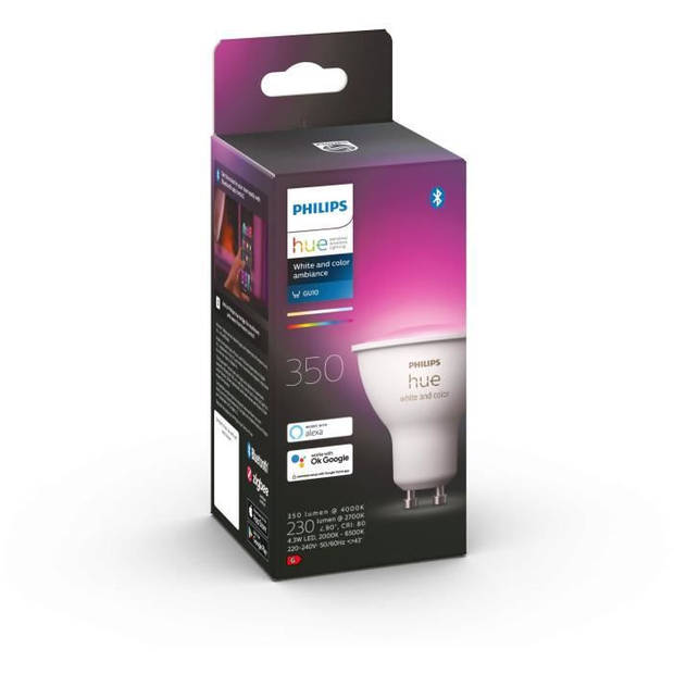 PHILIPS Hue Connected White & Color Ambiance - GU10 LED-lamp - compatibel met Bluetooth