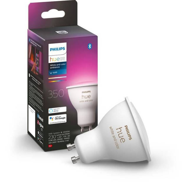 PHILIPS Hue Connected White & Color Ambiance - GU10 LED-lamp - compatibel met Bluetooth