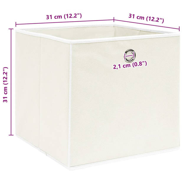 vidaXL Opbergboxen 4 st 32x32x32 cm stof wit