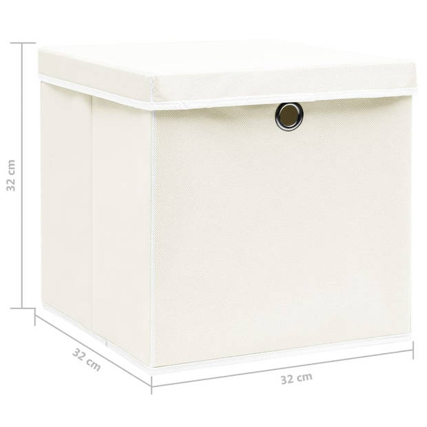 vidaXL Opbergboxen met deksel 4 st 32x32x32 cm stof wit