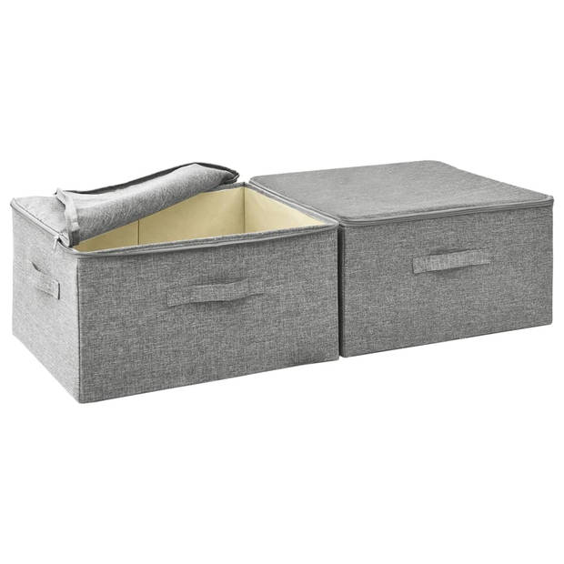 vidaXL Opbergboxen 2 st 43x34x23 cm stof grijs