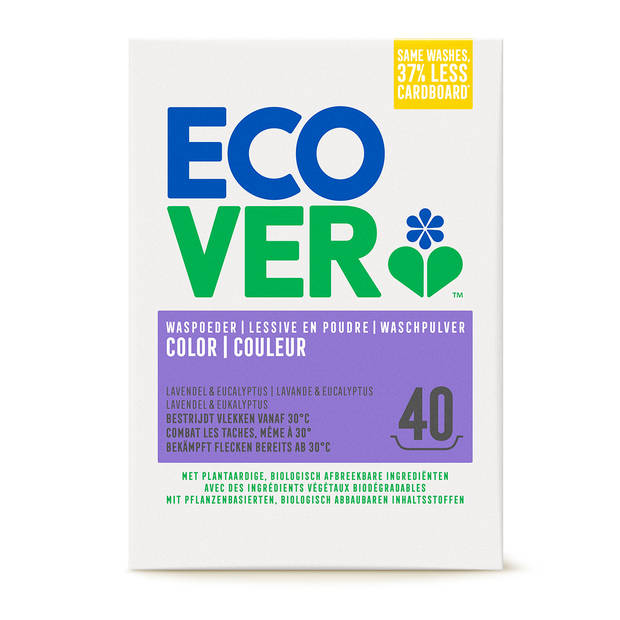 Ecover Waspoeder Color - Gekleurde was - Bestrijdt Vlekken - Lavendel & Eucalyptus - 80 wasbeurten - Voordeelverpakking