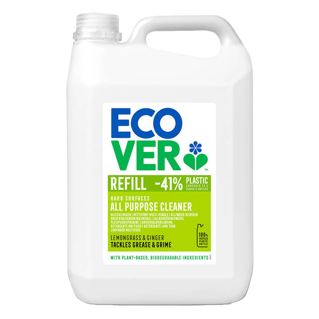 Ecover - Allesreiniger - Citroengras & Gember - Harde oppervlakken - Reinigt en ontvet - 4 x 5L - Voordeelverpakking