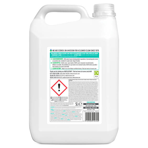 Ecover - Vloeibaar Wasmiddel Universeel 5L - Kamperfoelie & Jasmijn - Voordeelverpakking 100 wasbeurten