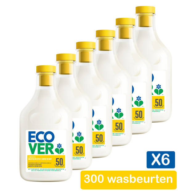 Ecover - Wasverzachter - Gardenia & Vanille - Verzacht & Verzorgt - 6 x 1,5L - Voordeelverpakking