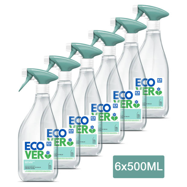 Ecover - Ruitenreiniger Spray - Green tea & Grapefruit - Glanzend resultaat - 6 x 500 ml - Voordeelverpakking