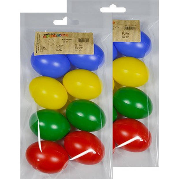 16x Plastic eitjes multikleur/gekleurd 6 cm decoratie/versiering - Feestdecoratievoorwerp