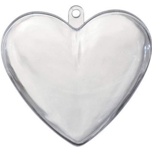 5x Plastic transparante hartjes 8 cm decoratie/versiering - Feestdecoratievoorwerp