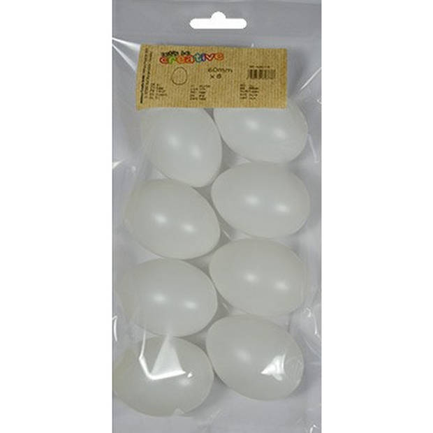 16x Plastic eitjes wit 6 cm decoratie/versiering - Feestdecoratievoorwerp