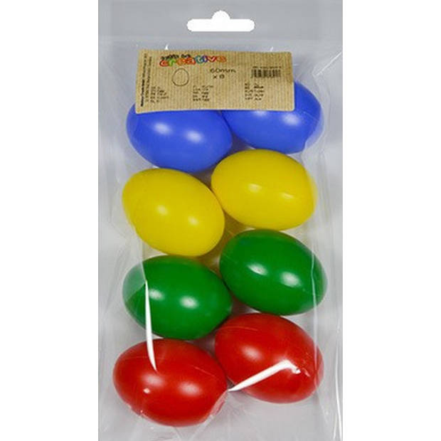 24x Plastic eitjes multikleur/gekleurd 6 cm decoratie/versiering - Feestdecoratievoorwerp