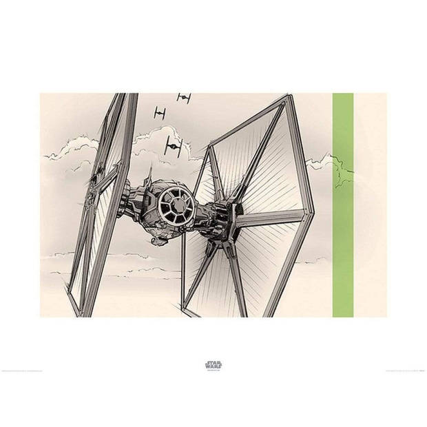 Kunstdruk Star Wars Episode VII TIE Fighter Pencil Art 80x60cm