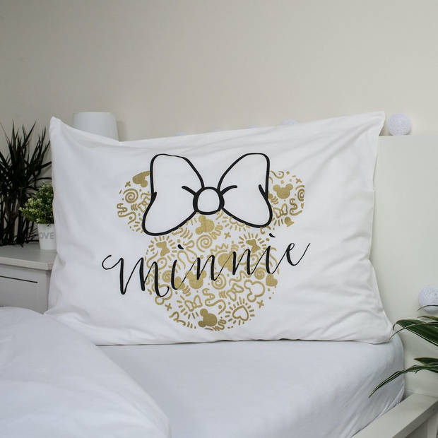 Disney Minnie Mouse Dekbedovertrek Gold - 140 x 200 cm + 70 x 90 cm - Katoen