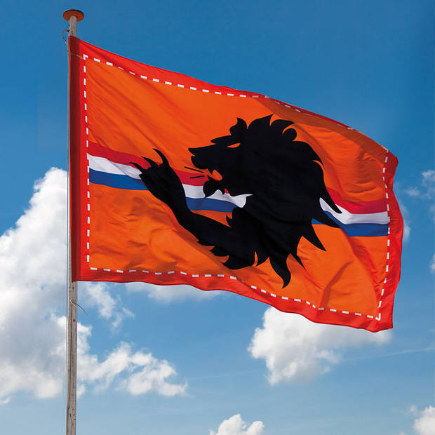 Oranje versiering buiten pakket 2x mega Holland vlag + 100 meter vlaggetjes - Feestpakketten
