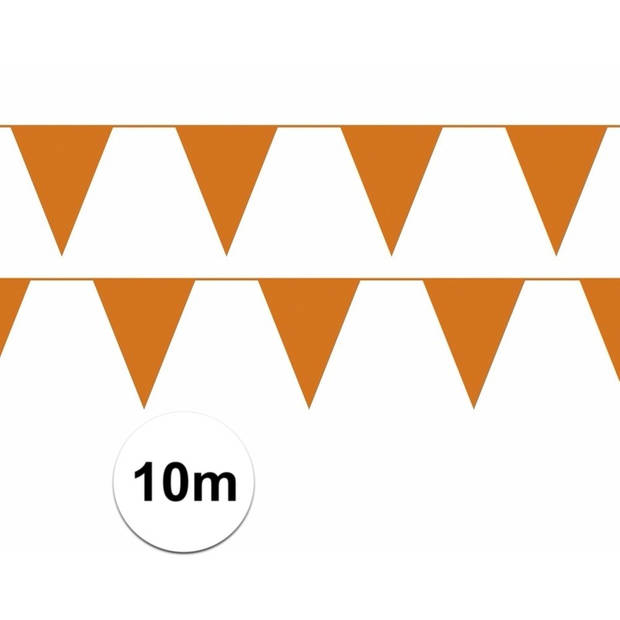 Oranje versiering buiten pakket 1x Holland banner 370x60 + 100 meter vlaggetjes - Feestpakketten