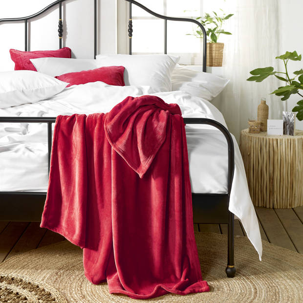 De Witte Lietaer Fleece deken Snuggly Ruby Red - 150 x 200 cm - Rood