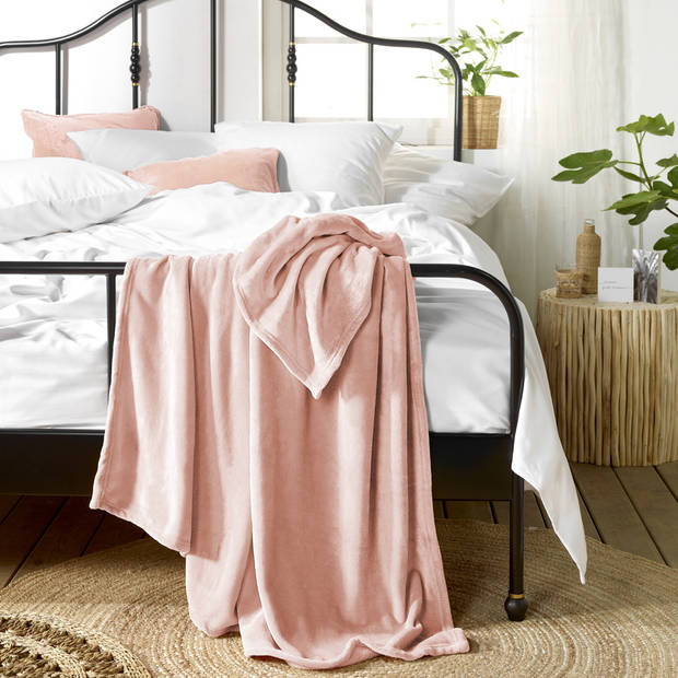 De Witte Lietaer Fleece deken Snuggly Blush- 150 x 200 cm - Roze