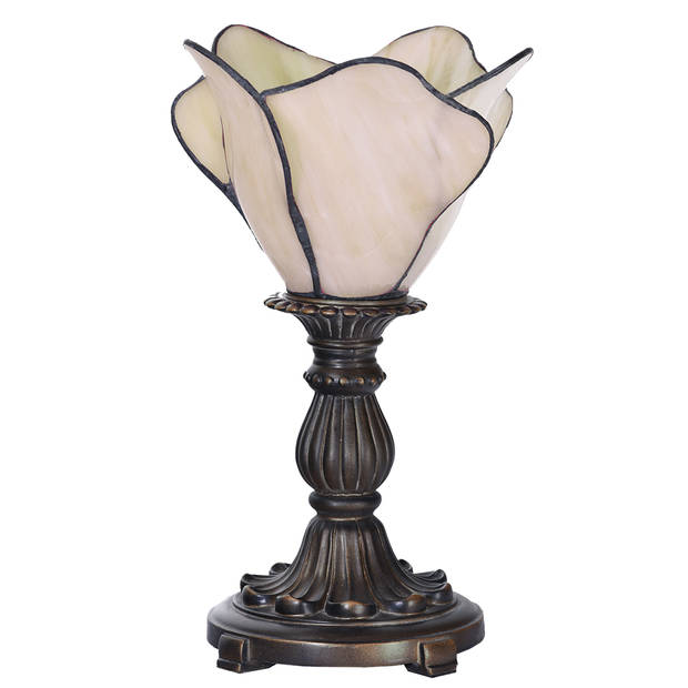 Clayre & Eef Cremekleurige Tafellamp Tiffany Ø 20*30 cm E14/max 1*25W 5LL-6099N
