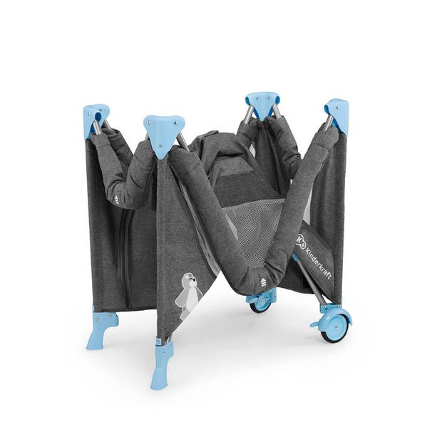 Kinderkraft - Reisbedje - Campingbedje - Joy - 126 x 65 x 76 cm - 8,5 kg - Blauw - Eenvoudig inklapbaar