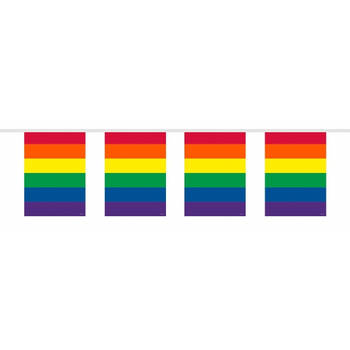 3x stuks vierkante regenboog vlaggenlijnen van 10 meter - Vlaggenlijnen