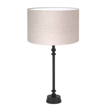Light & Living Howell tafellamp zwart met beige kap