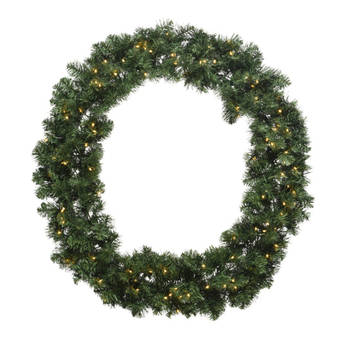 Decoris Kerstkrans - groen - warm witte verlichting - timer - 60 cm - Kerstkransen