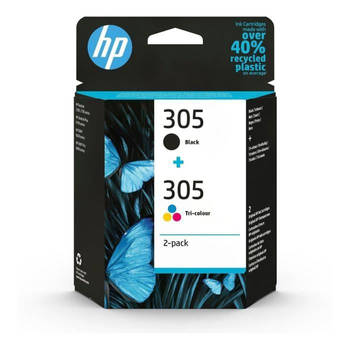 HP 305 originele zwarte drie-kleuren inktcartridges, 2-pack (6ZD17AE)