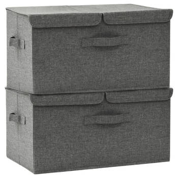 vidaXL Opbergboxen 2 st 50x30x25 cm stof antracietkleurig