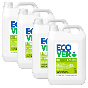Ecover - Allesreiniger - Citroengras & Gember - Harde oppervlakken - Reinigt en ontvet - 4 x 5L - Voordeelverpakking