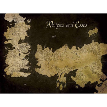 Kunstdruk Game of Thrones Westeros and Essos Antique Map 80x60cm