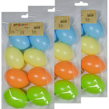 24x Plastic eitjes pastel multikleur/gekleurd 6 cm decoratie/versiering - Feestdecoratievoorwerp