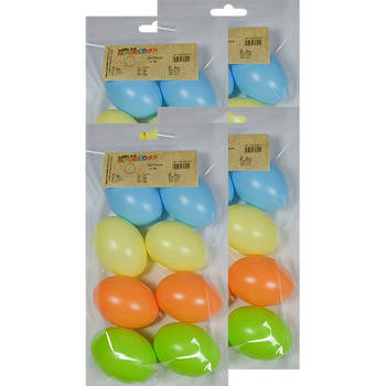 32x Plastic eitjes pastel multikleur/gekleurd 6 cm decoratie/versiering - Feestdecoratievoorwerp