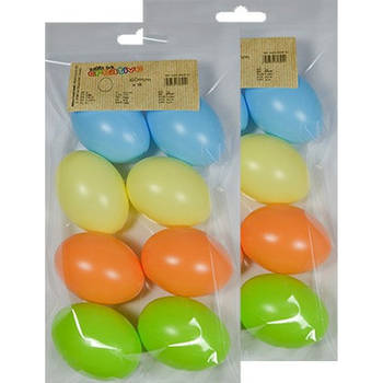 16x Plastic eitjes pastel multikleur/gekleurd 6 cm decoratie/versiering - Feestdecoratievoorwerp