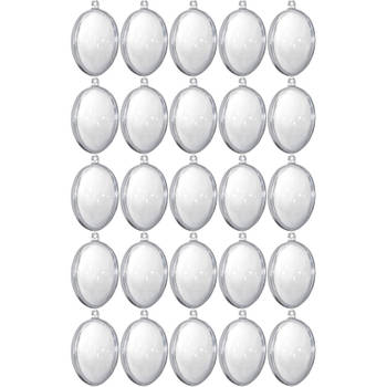 25x Plastic eitjes doorzichtig 6 cm decoratie/versiering - Feestdecoratievoorwerp